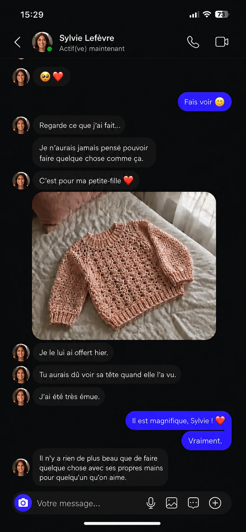 Message d’une crocheteuse sur Instagram