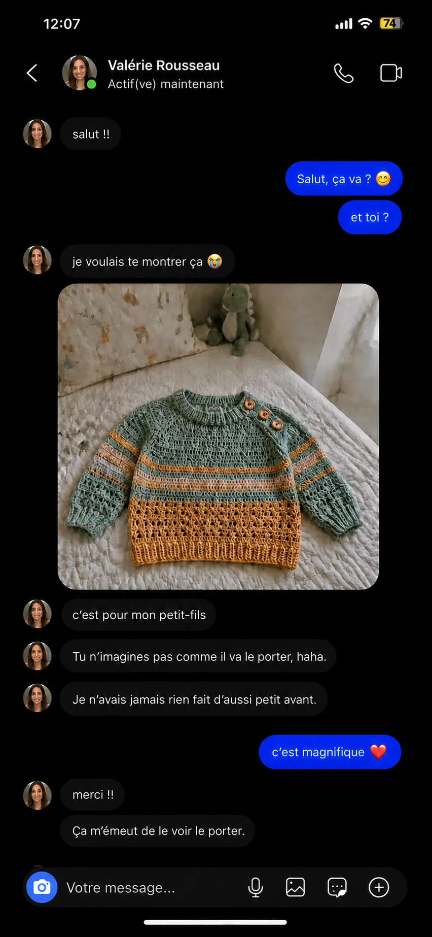 Message d’une crocheteuse sur Instagram